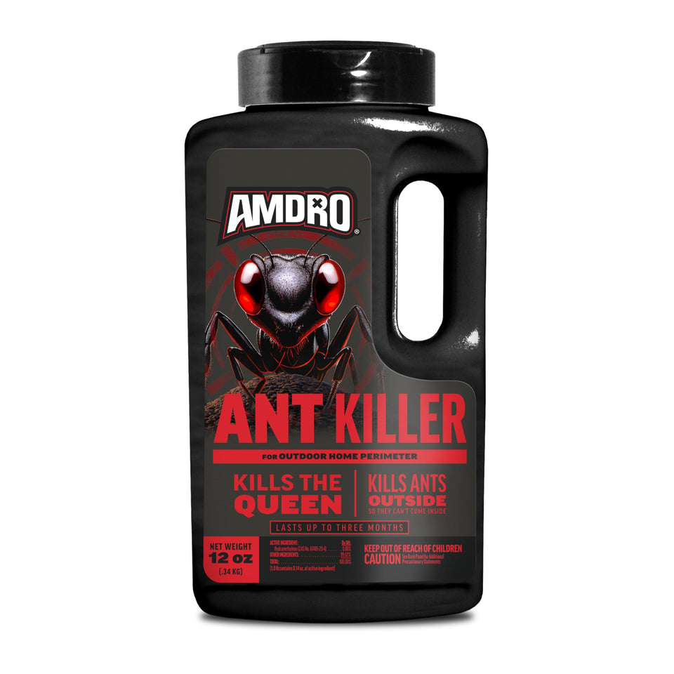 Amdro Ant Killer Outdoor Perimeter bottle demonstrating targeted outdoor ant control around the home.