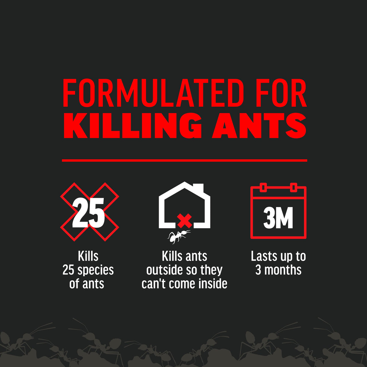 Amdro Ant Killer protection zone image conveys long-lasting outdoor defense.