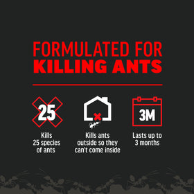 Amdro Ant Killer protection zone image conveys long-lasting outdoor defense.