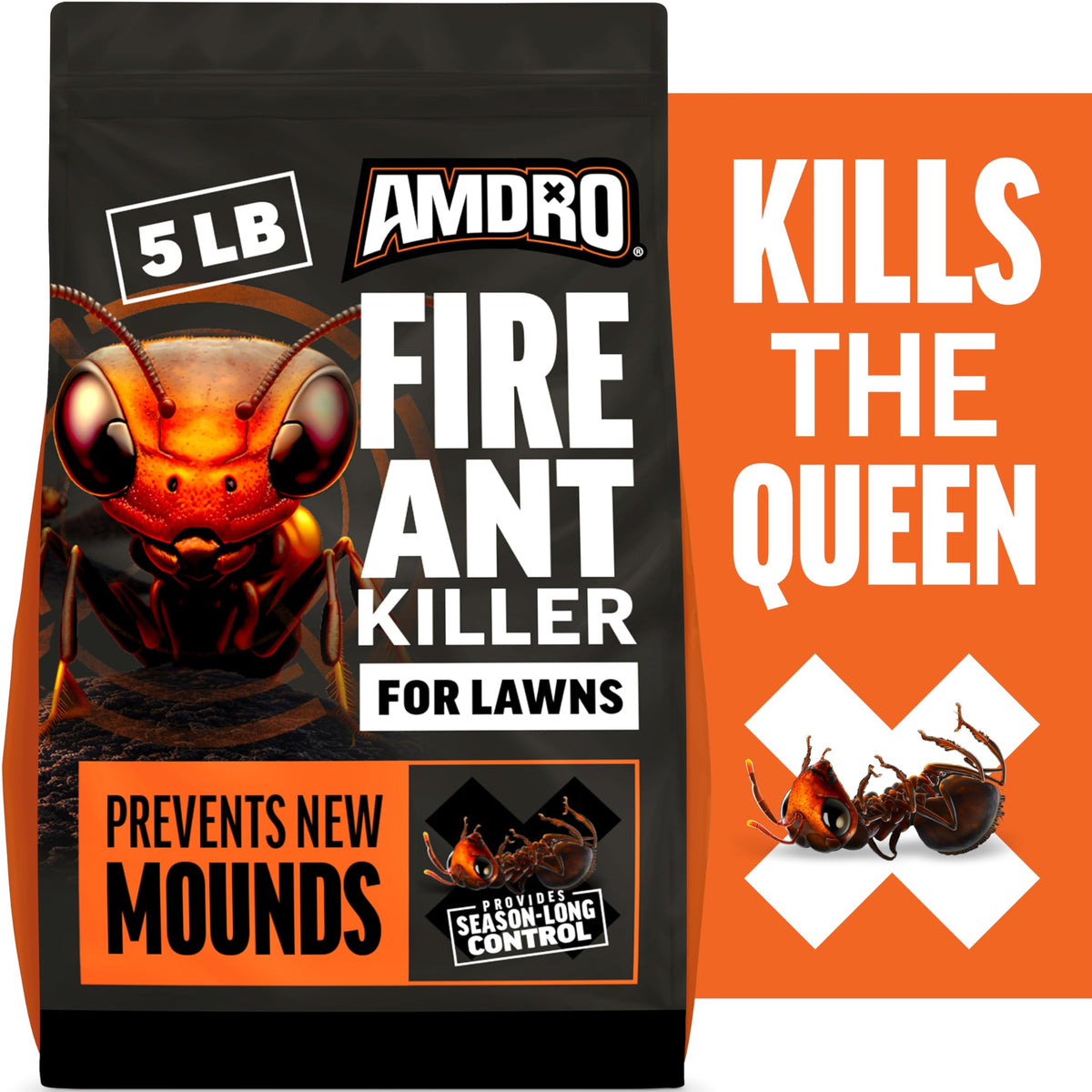 Amdro Fire Ant bait-dispensing granules in use for targeted ant control.