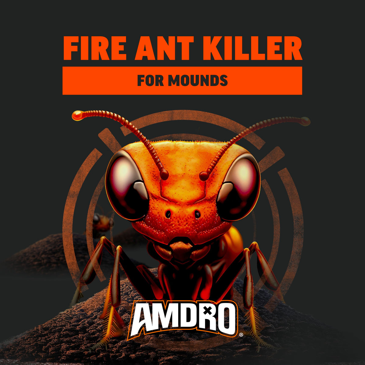 Amdro Fire Ant Killer Bait Granules scattered around a fire ant mound