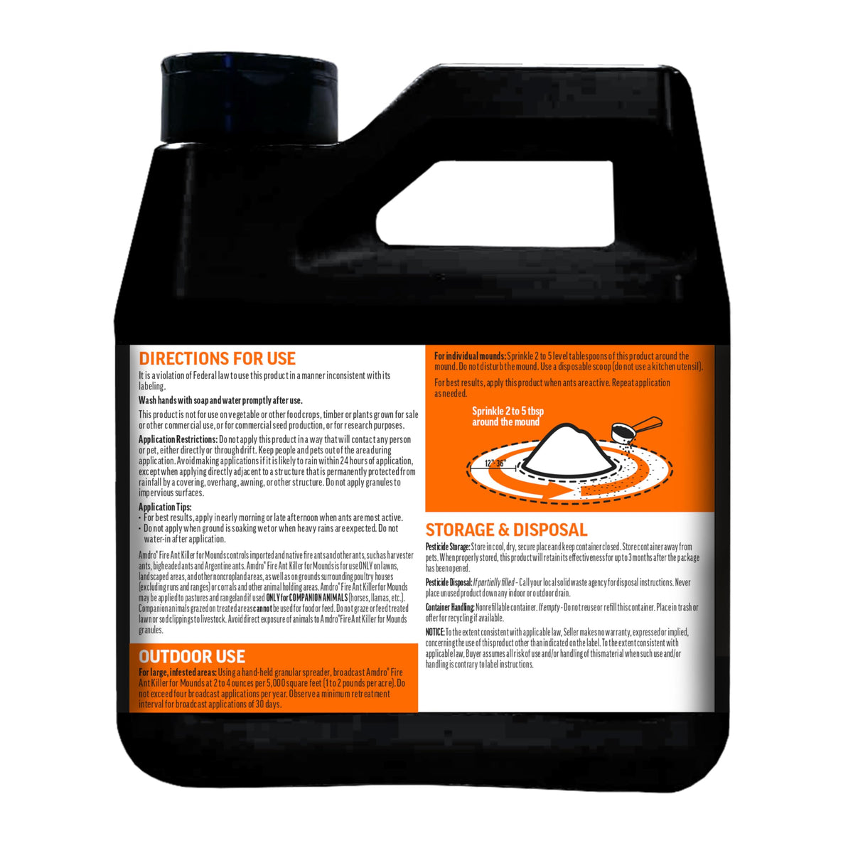 Amdro granules applied around an ant mound showing even distribution for control