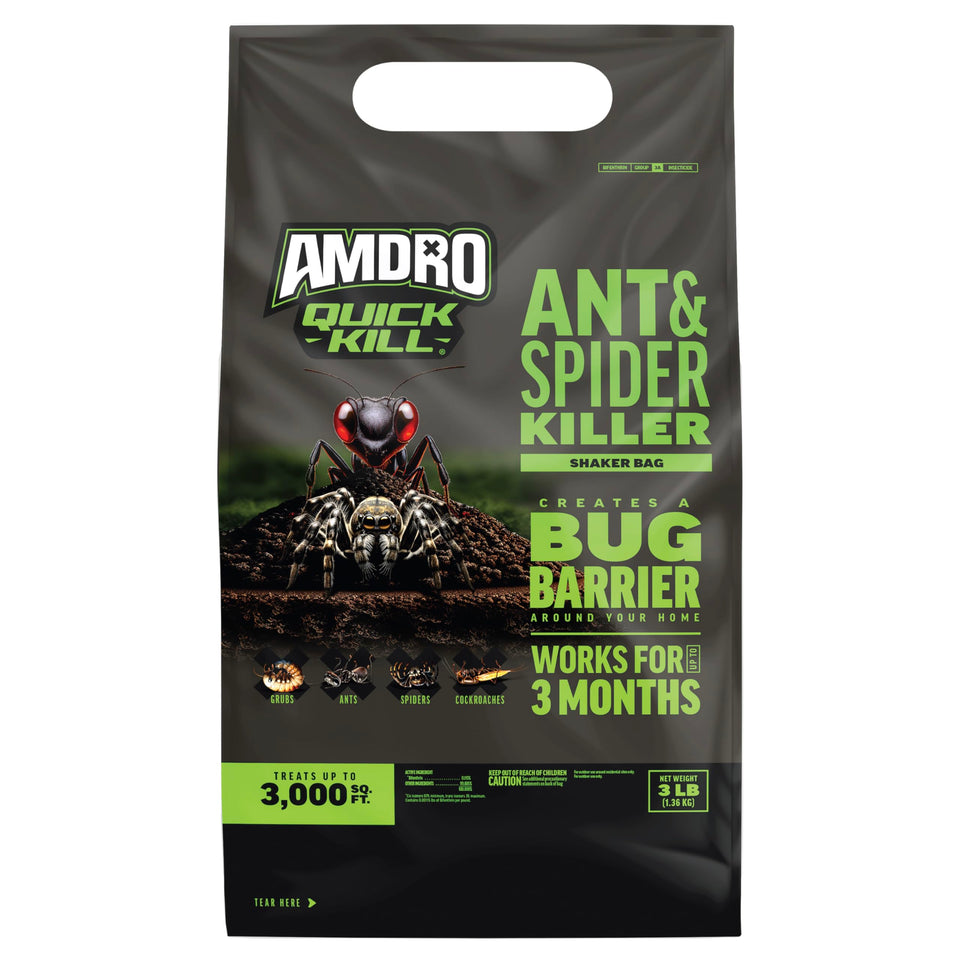 Amdro Kills Ants & Spiders granules bag ready for lawn application