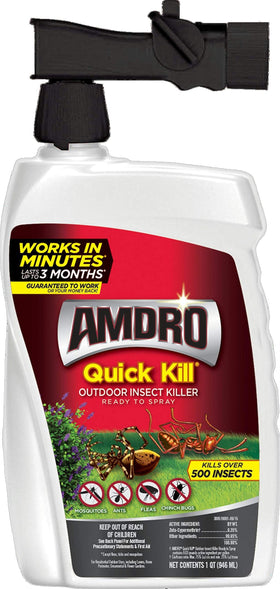 Applying Amdro Quick Kill on a lush lawn for same-day insect control.