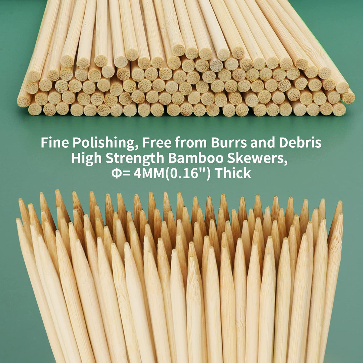 AMEILOZ thick 4mm bamboo skewers ideal for sturdy kabobs