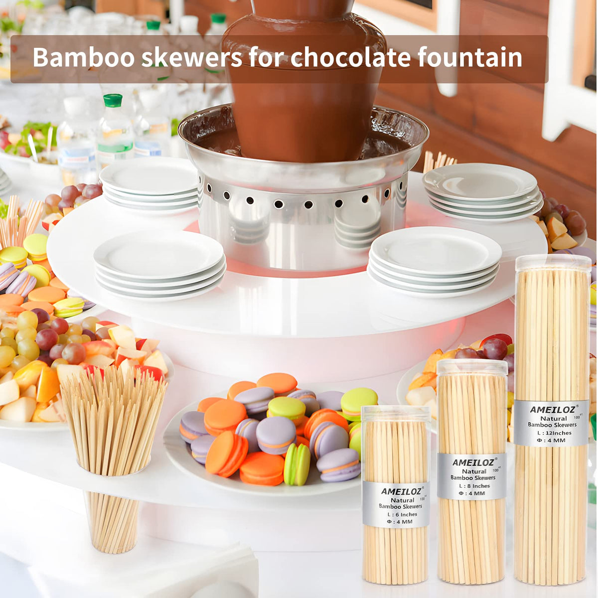 AMEILOZ kabob and fondue skewers perfect for fruits, cheese, and meats
