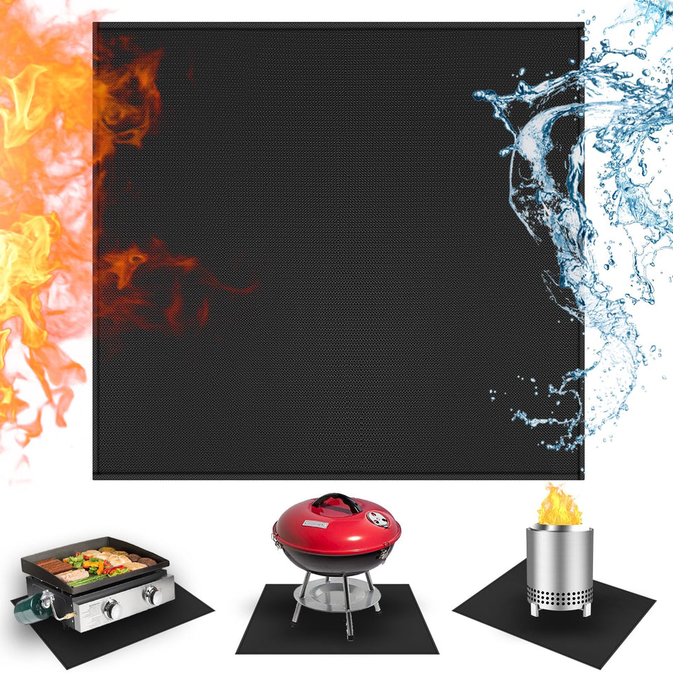 Amerbro 24x24in grill mat on outdoor table protecting from heat and grease