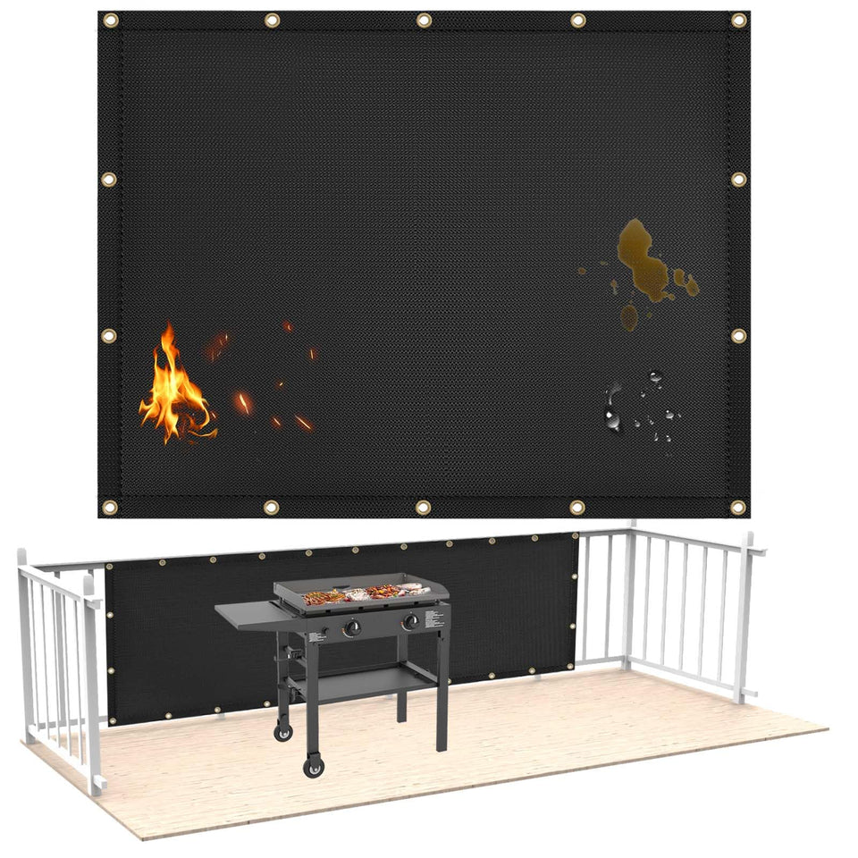 Amerbro fireproof heat shield 3x4 ft installation protects deck railing from grill heat
