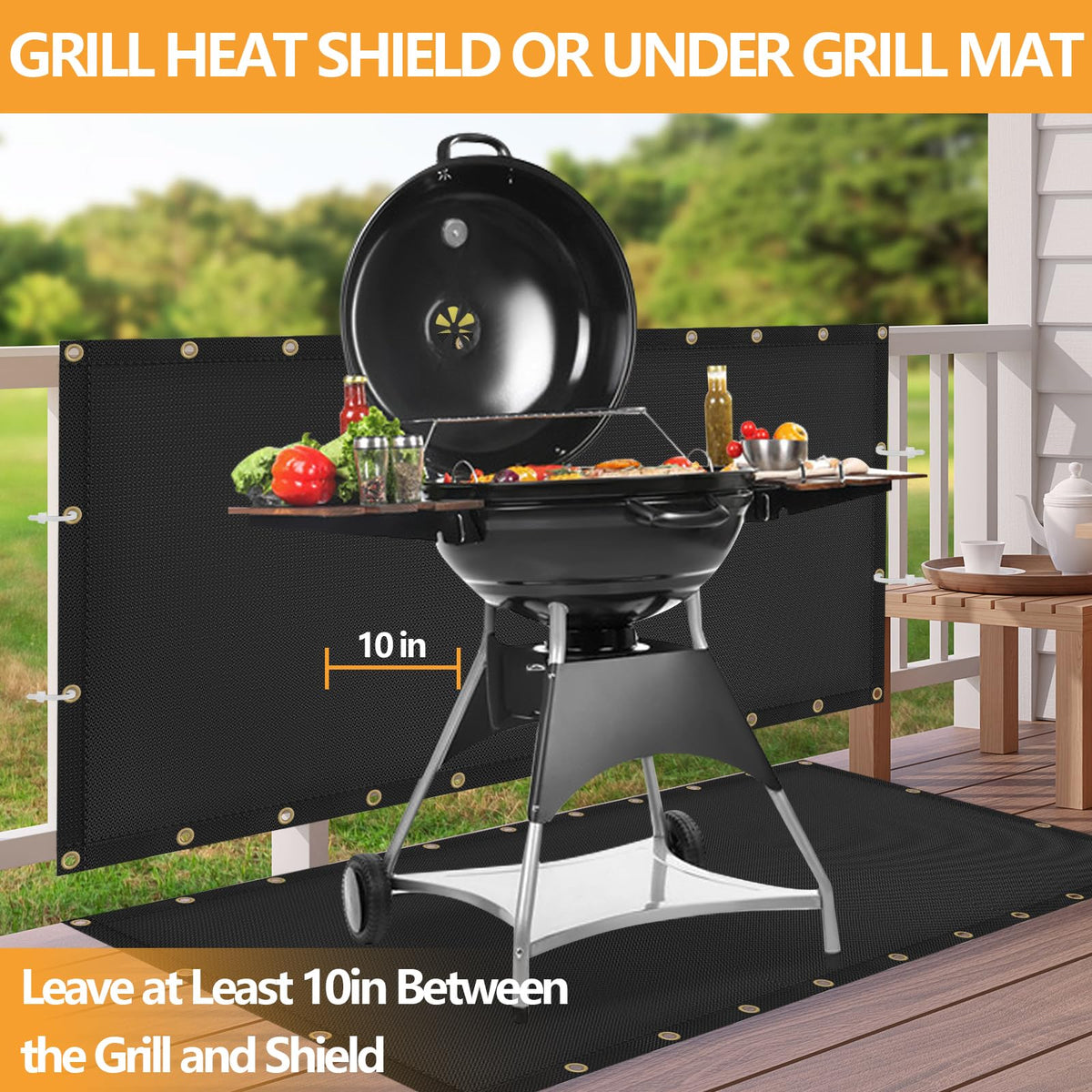 Amerbro outdoor grill heat shield shields surfaces during Blackstone cooking