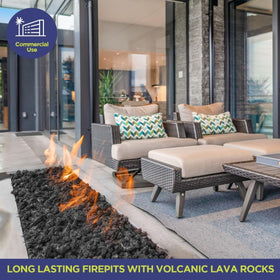 American Fireglass lava rock serves as a stable base for additional décor