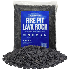 American Fireglass small lava rock arranged in a fireplace display for a natural look