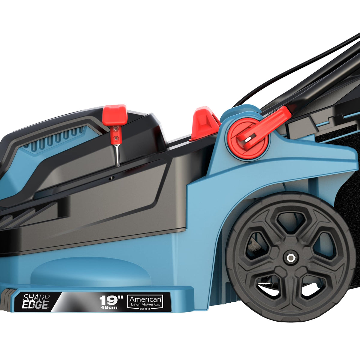 American Lawn Mower Company 51319 side view highlights easy maneuverability in confined spaces