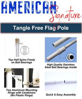 American Signature 6ft flag pole aluminum rings close-up for durable, rust-free mounting.