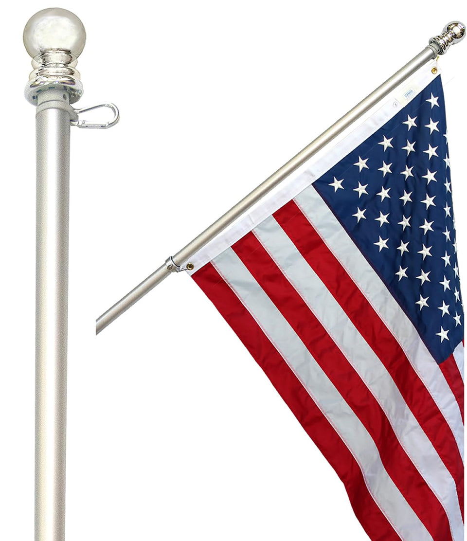 American Signature 6ft heavy-duty flag pole mounted on wall for wind-ready display.