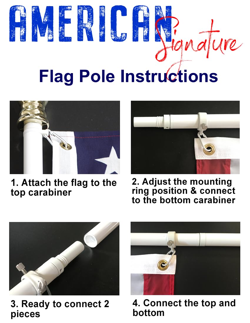American Signature 6ft outdoor flag pole mounted on wall, weather-ready.