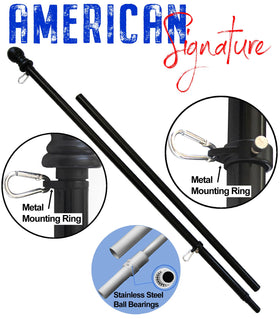 American Signature 6ft flag pole rotation mechanism close-up, smooth spin to prevent tangling.