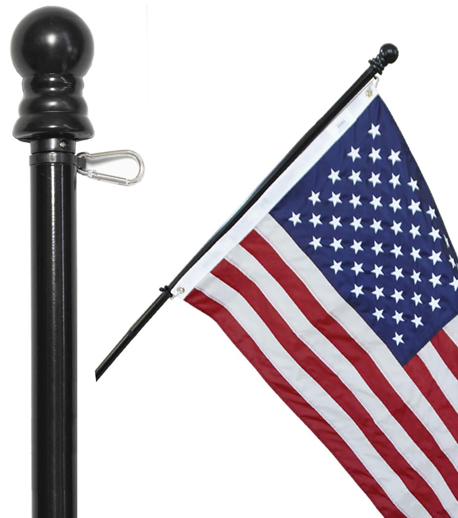 American Signature flag pole 6ft top view in black, rugged aluminum for lasting outdoor displays.