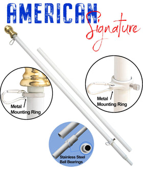 American Signature anti-wrap rotation keeps flags unfurled in windy conditions.