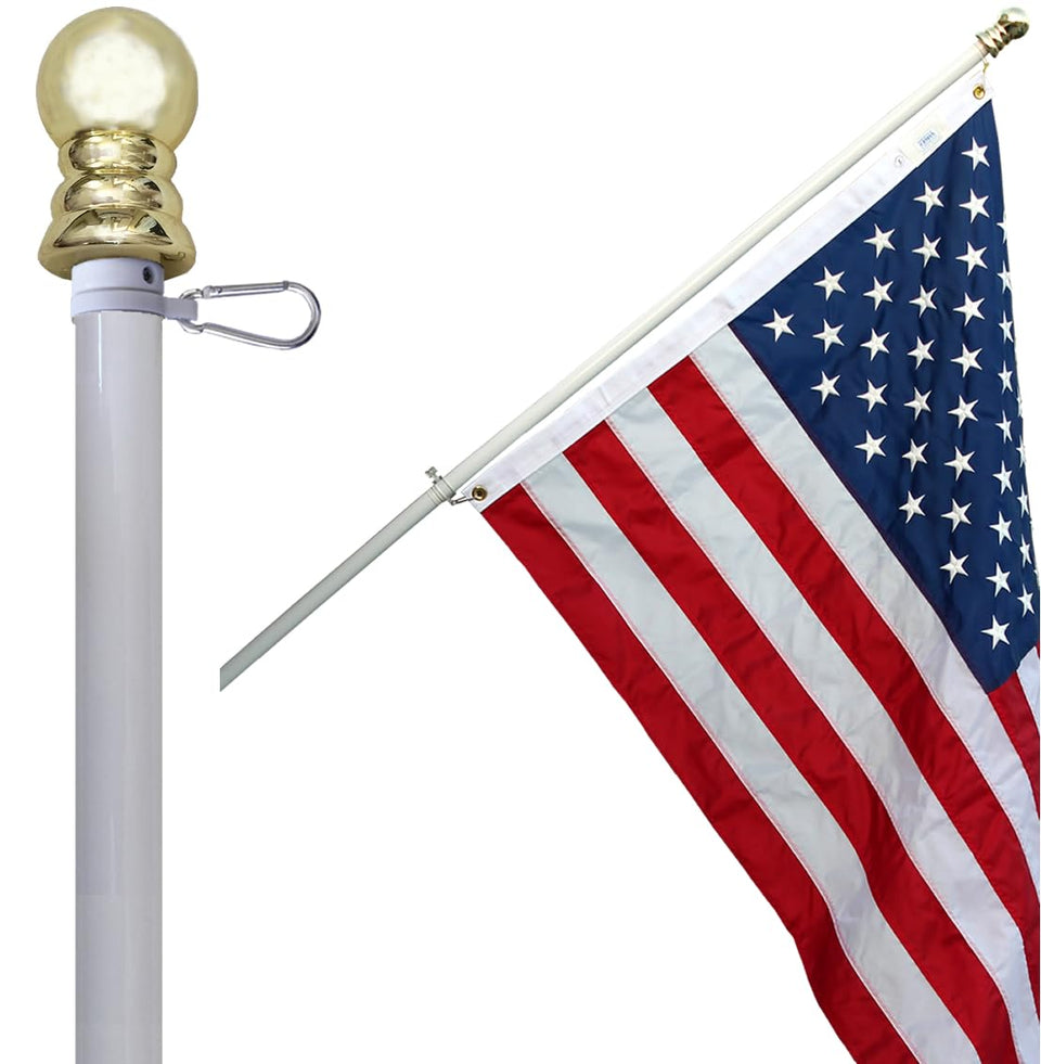 American Signature flag pole 6ft top mount on exterior wall for durable display.