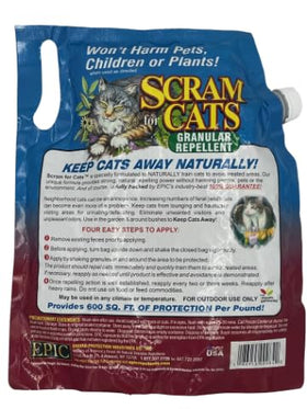 Close-up of America'S Finest Scram for Cats granules for garden deterrence.