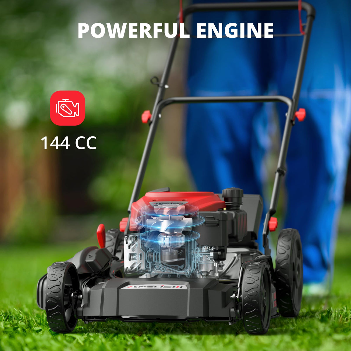 AMERISUN 21-inch mulch-capable mower with 2-in-1 options