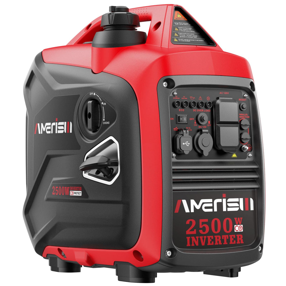 AMERISUN 2500-watt inverter generator in compact design powering essentials during emergencies.