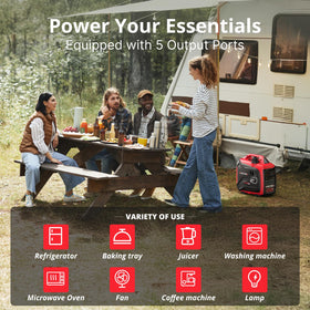 Amerisun 2500W generator in use at campsite delivering reliable electricity