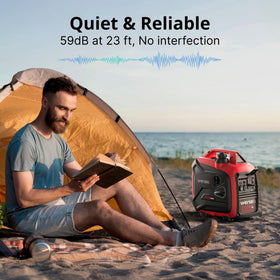 AMERISUN portable generator with ergonomic carrying handle for easy camping transport.