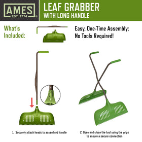 AMES Cushioned grips provide comfort and control during extended raking sessions.