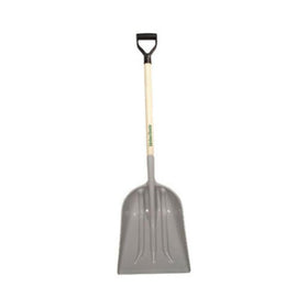 AMES True Temper poly scoop with 28-inch wooden handle extends reach.