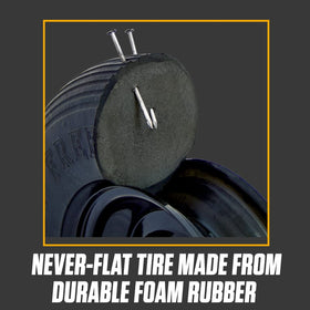 Ribbed tread close-up on the AMES tire showing strong grip.