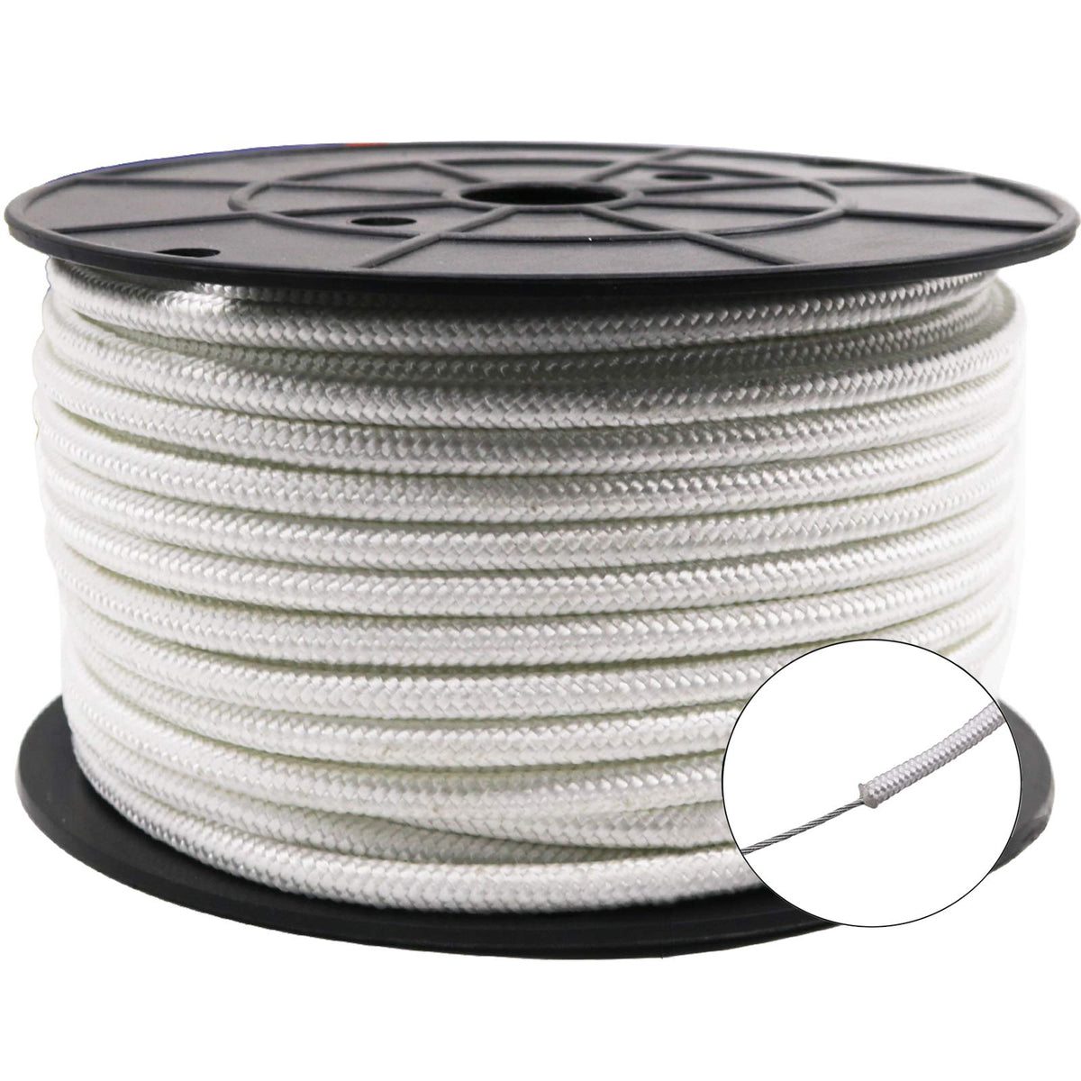 Amgate flagpole rope with steel core for 100 ft poles, tamper-resistant performance.