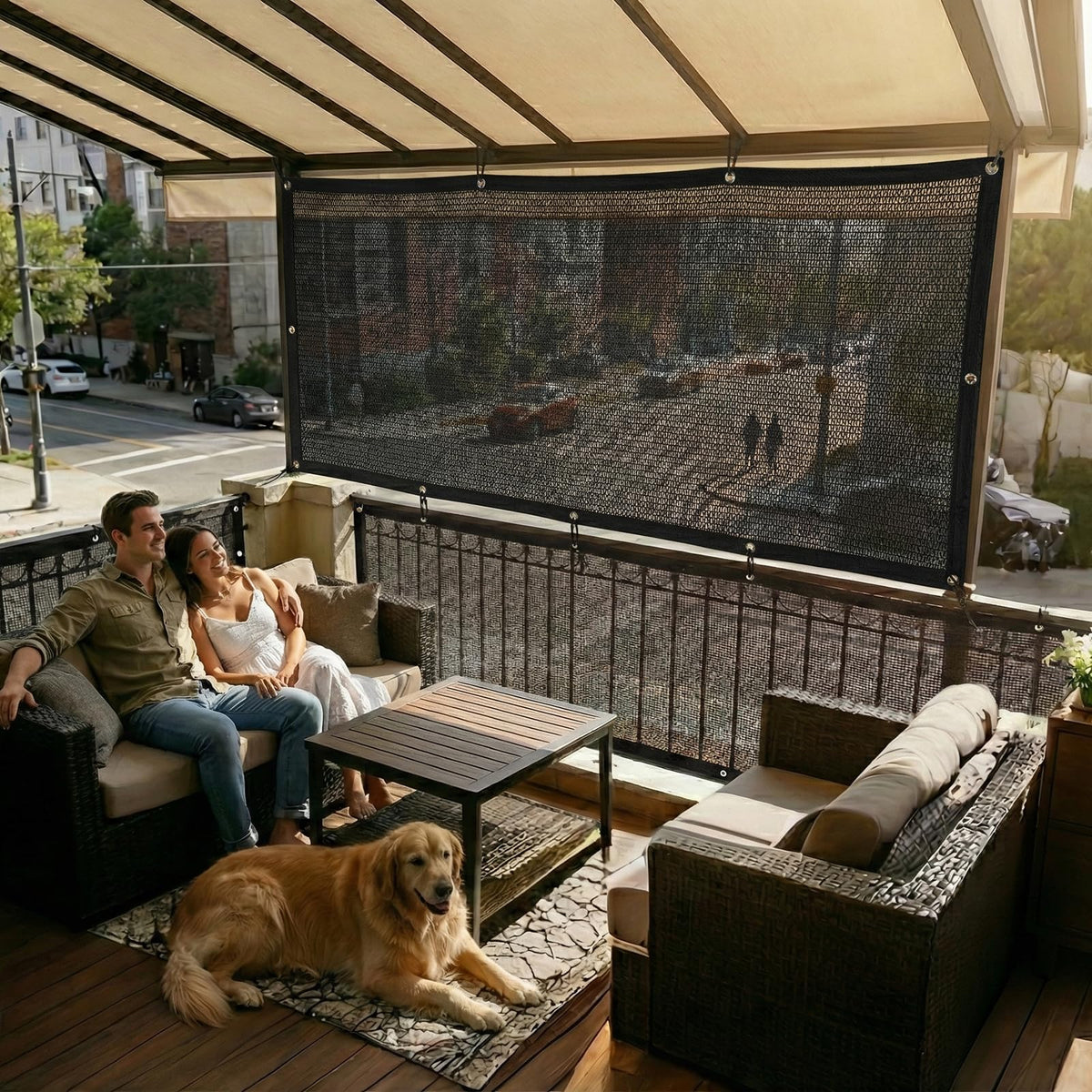 Amgo custom size shade cloth adapts to irregular frames and terraces
