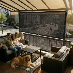 Amgo custom size shade cloth adapts to irregular frames and terraces