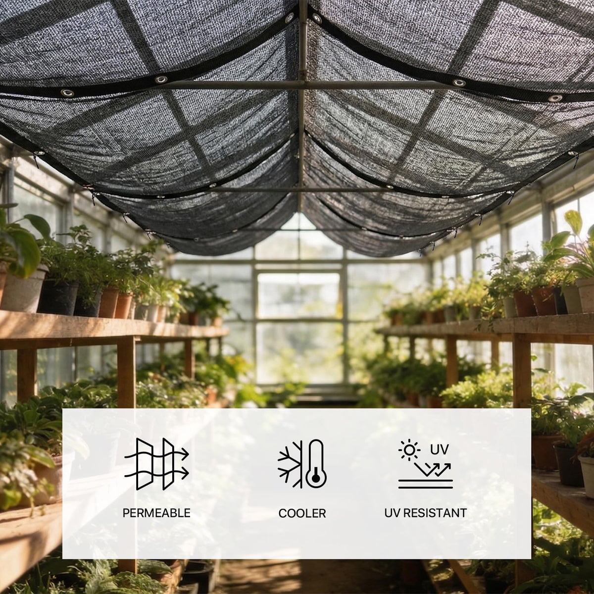 Amgo heavy-duty grommet shade cloth ensures easy installation on frames and pergolas