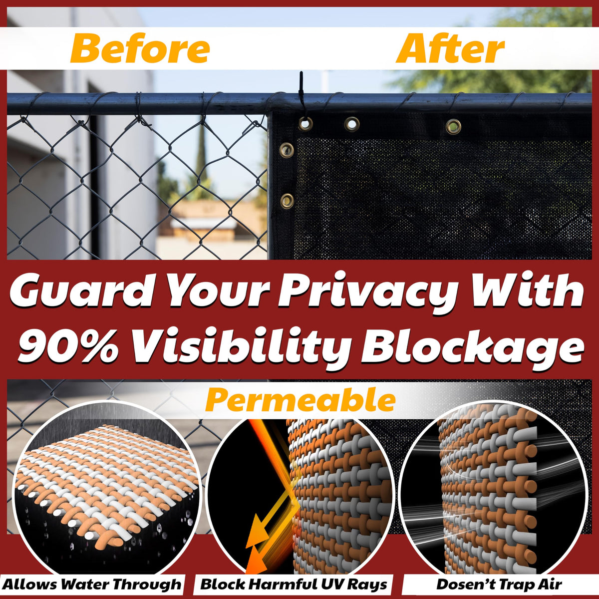 Amgo tall privacy screen at 5-9 height blocks neighbor views.