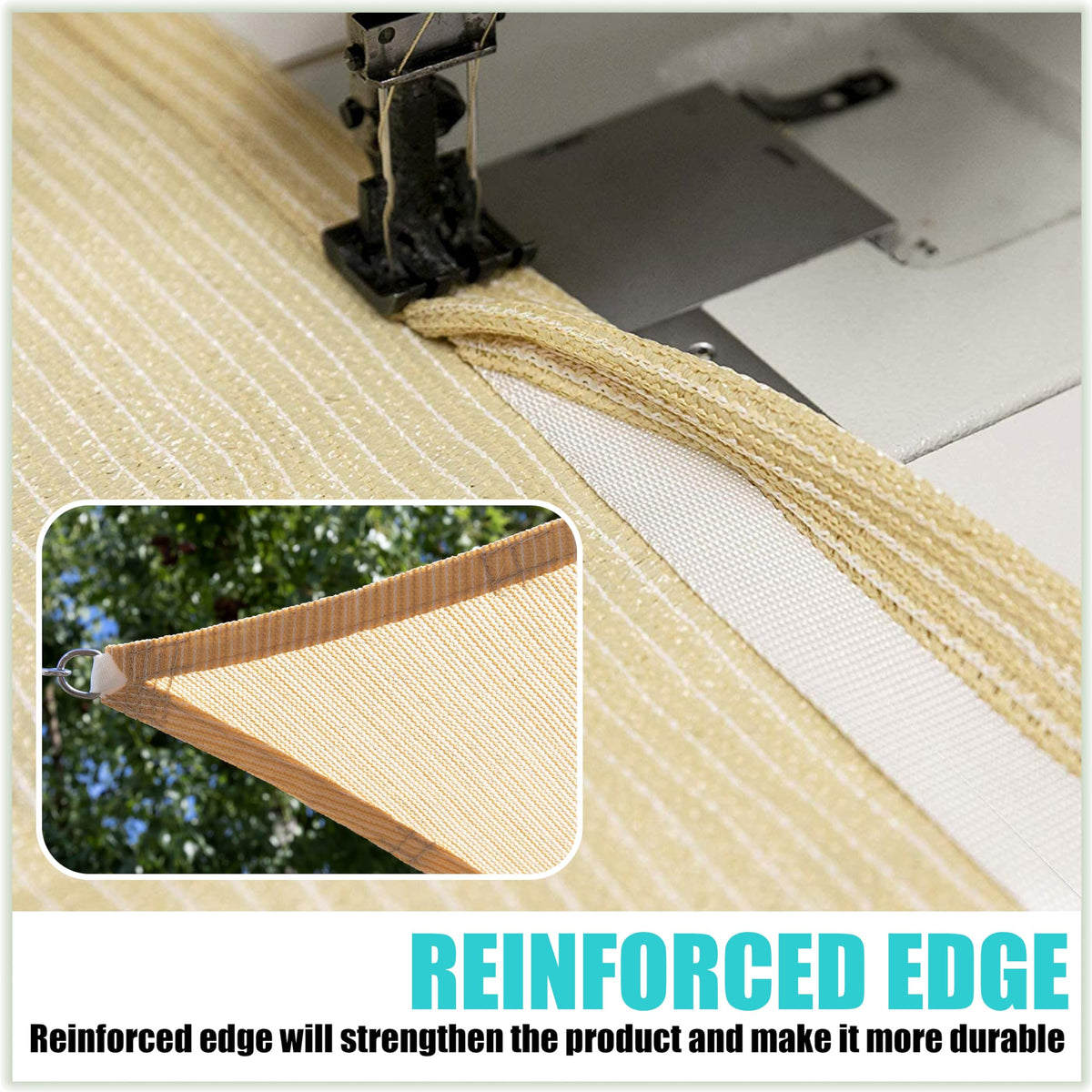 Amgo shade sail 8x10 beige curved edges maintain a tight look.