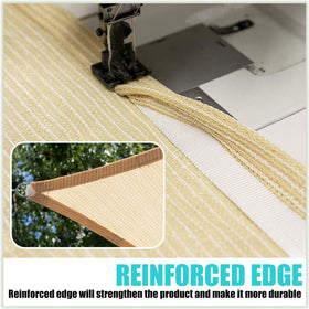 Amgo shade sail 8x10 beige curved edges maintain a tight look.