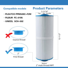 AmiBron 5CH-502 spa filter NSF-certified materials for safe filtering.