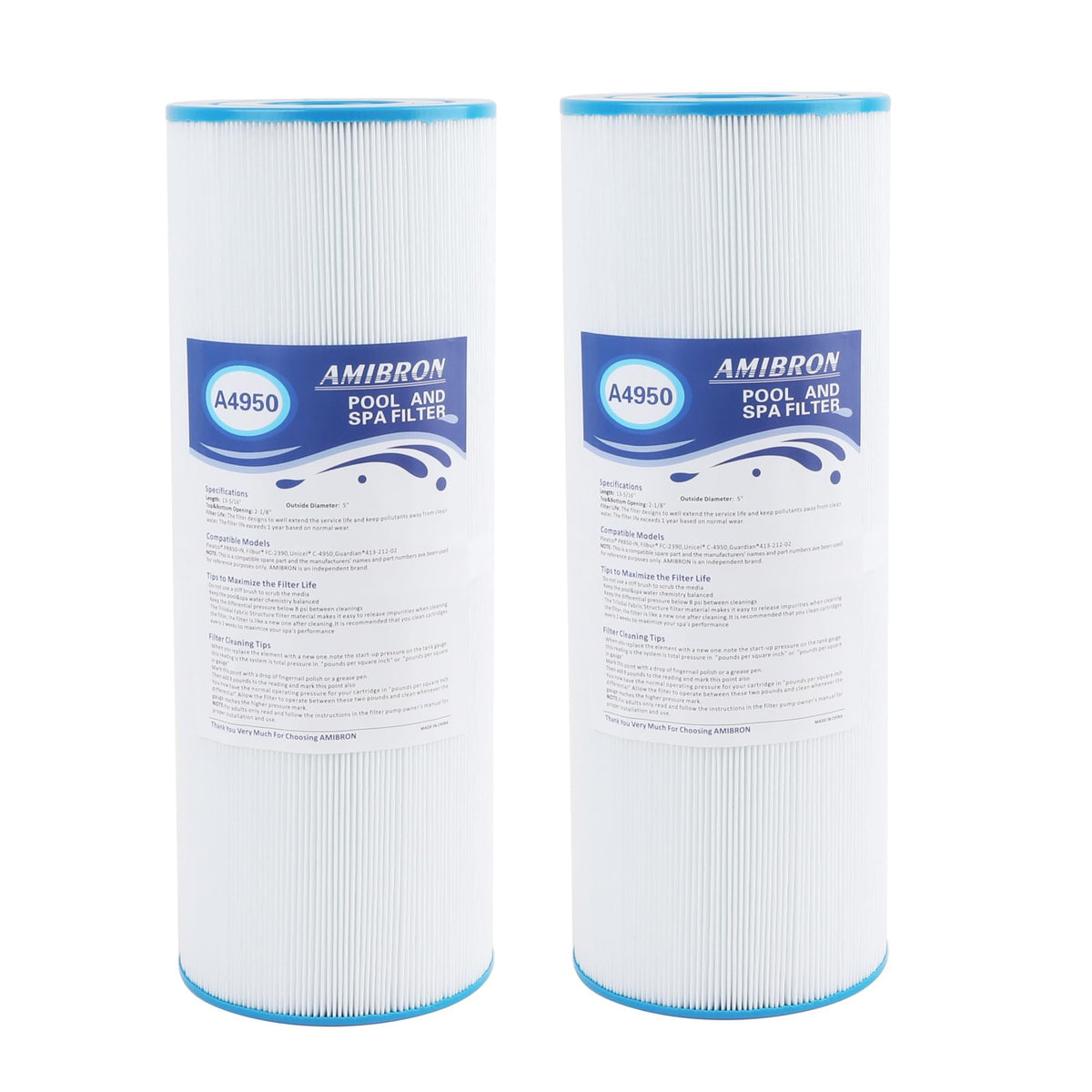 AmiBron C-4950 spa filter drop-in replacement for Jacuzzi models offers reliable performance.