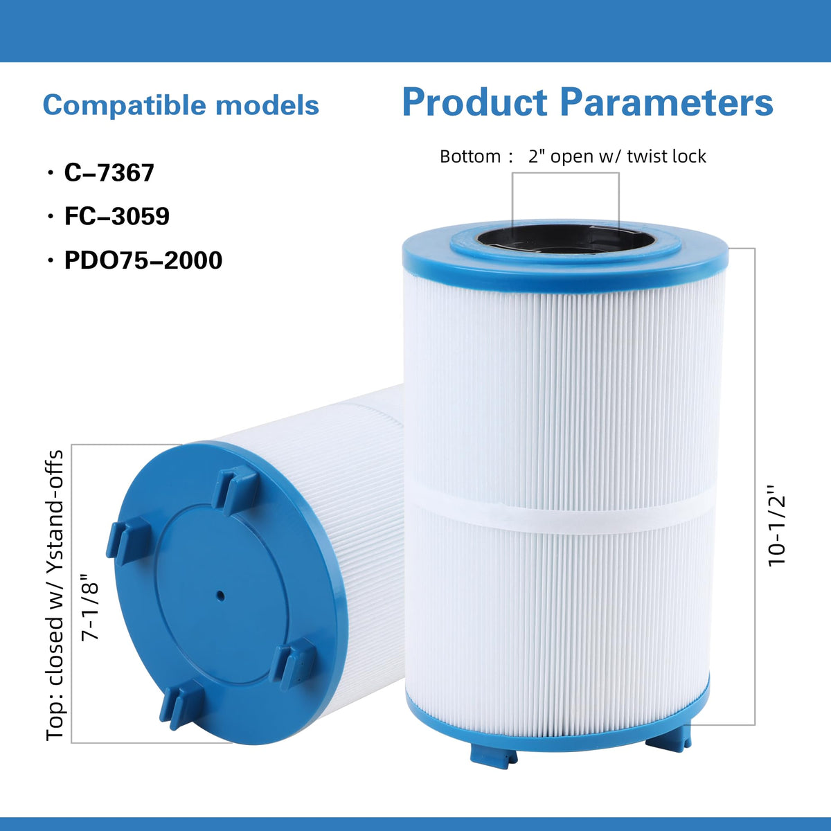 AmiBron C-7367 side view, compact cartridge for easy spa replacement.