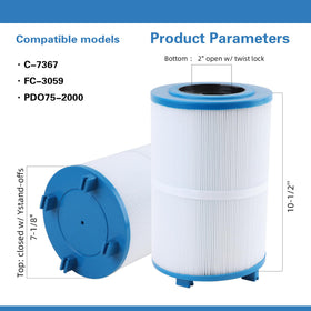 AmiBron C-7367 side view, compact cartridge for easy spa replacement.