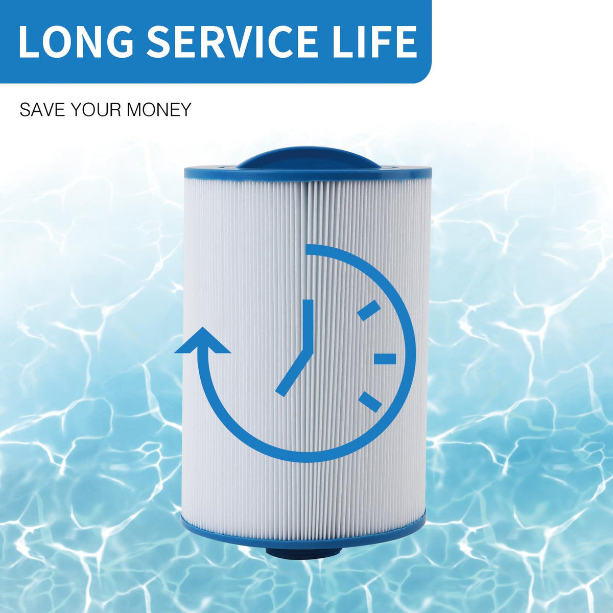 AmiBron PMAX50 spa filter in use shows clean water output