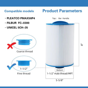 AmiBron PMAX50 spa filter two-pack ready for easy replacement