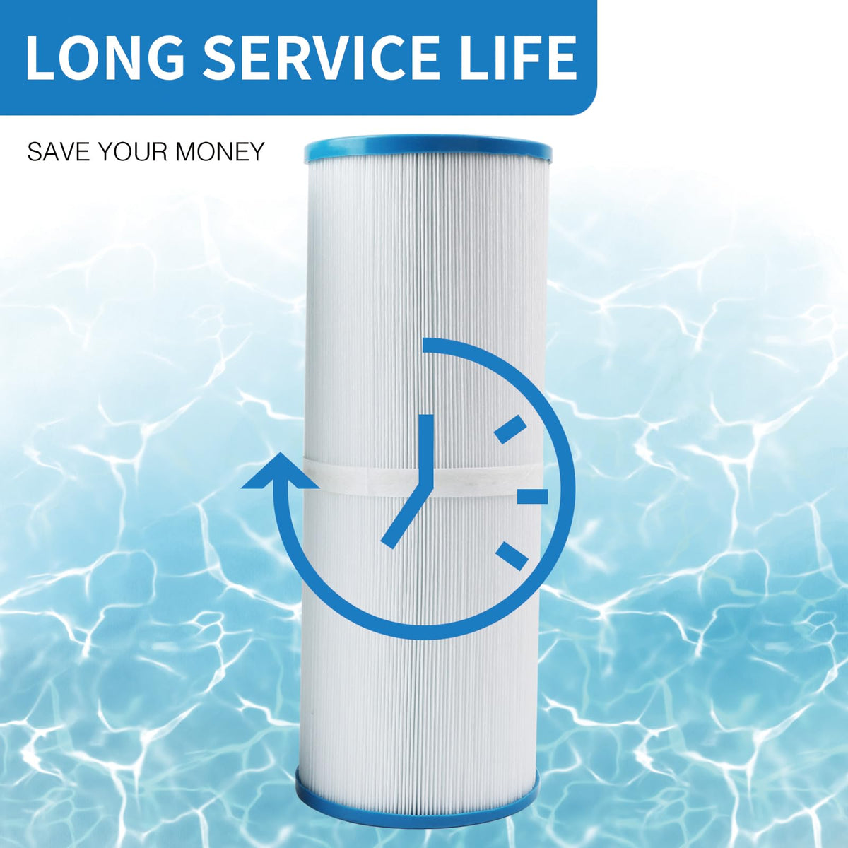 AmiBron PRB25-IN filter installed in use inside a hot tub for clean water.