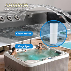 Packaging of AmiBron PRB25-IN spa filter ready for replacement.