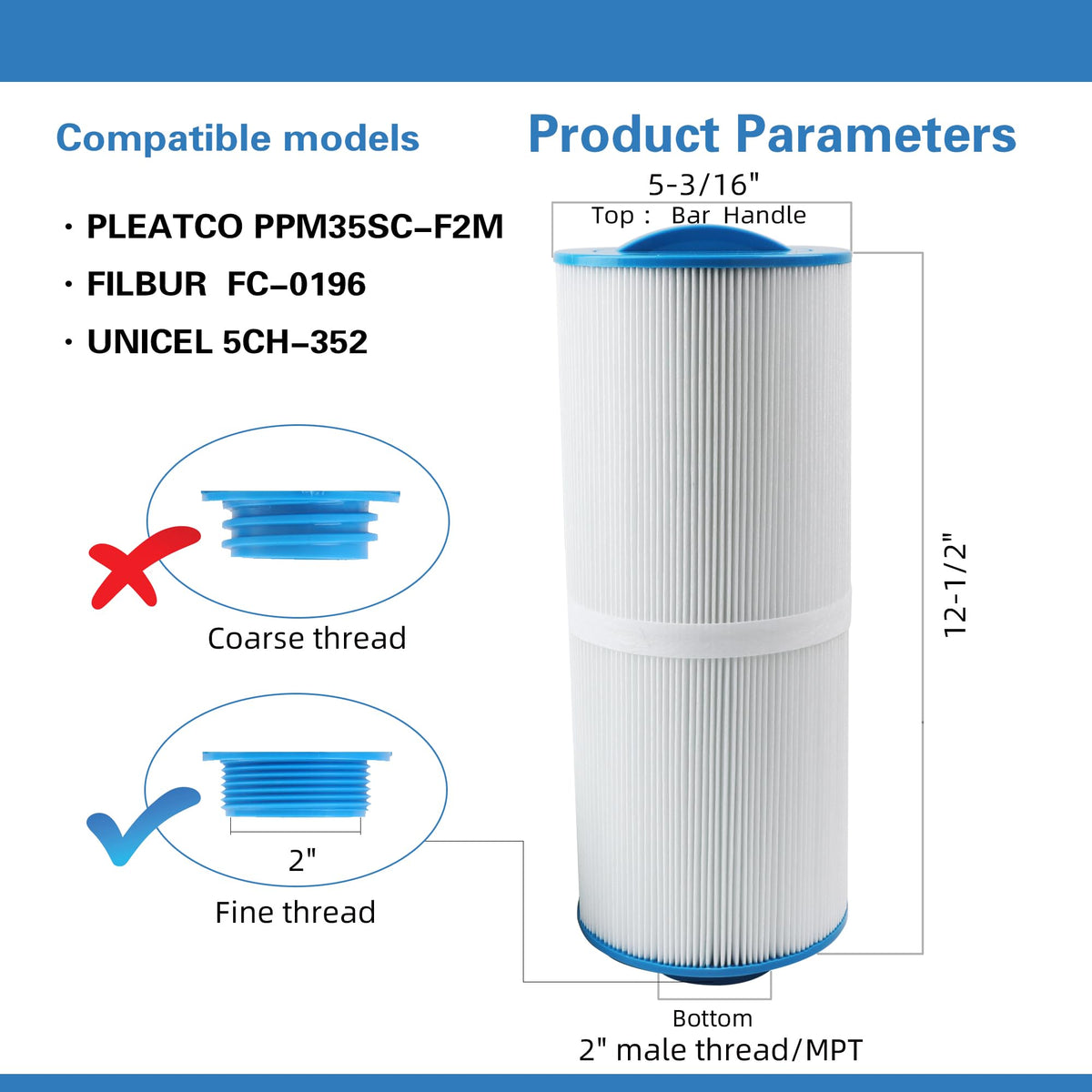 AmiBron top-handle spa filter-assembly demonstrates easy installation and secure fit.