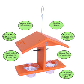 AmishToyBox Oriole Feeder orange-halves pegs close-up for fruit halves