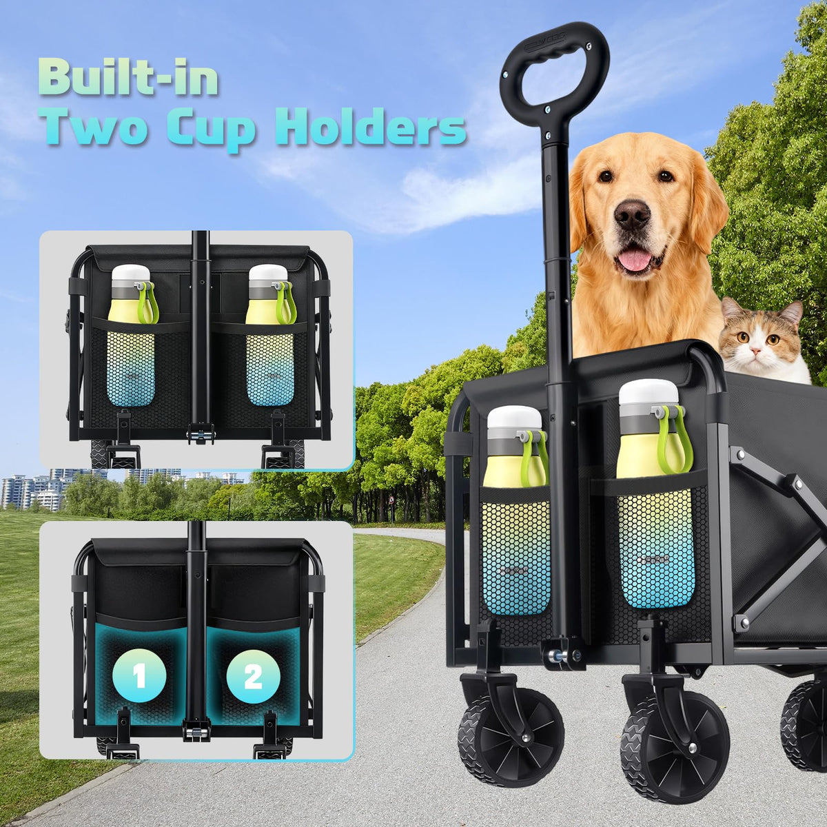 Amkurozo collapsible wagon stores neatly in small spaces thanks to compact design.