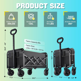 Amkurozo collapsible wagon in folded frame shows compact storage and easy setup.